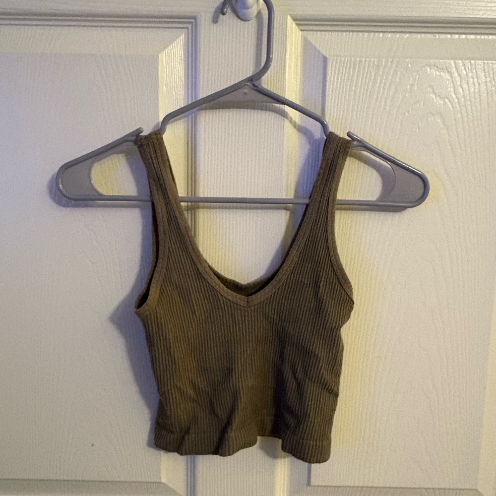 Urban Outfitters Green Fitted Crop Tank Top